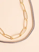Paperclip Necklace with Rope Chain