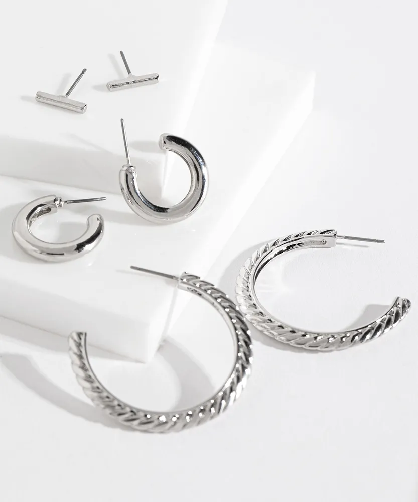 Silver Multi-Pack Post and Hoop Trio