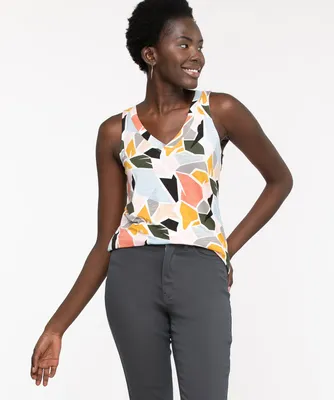 Sleeveless V-Neck Swing Top