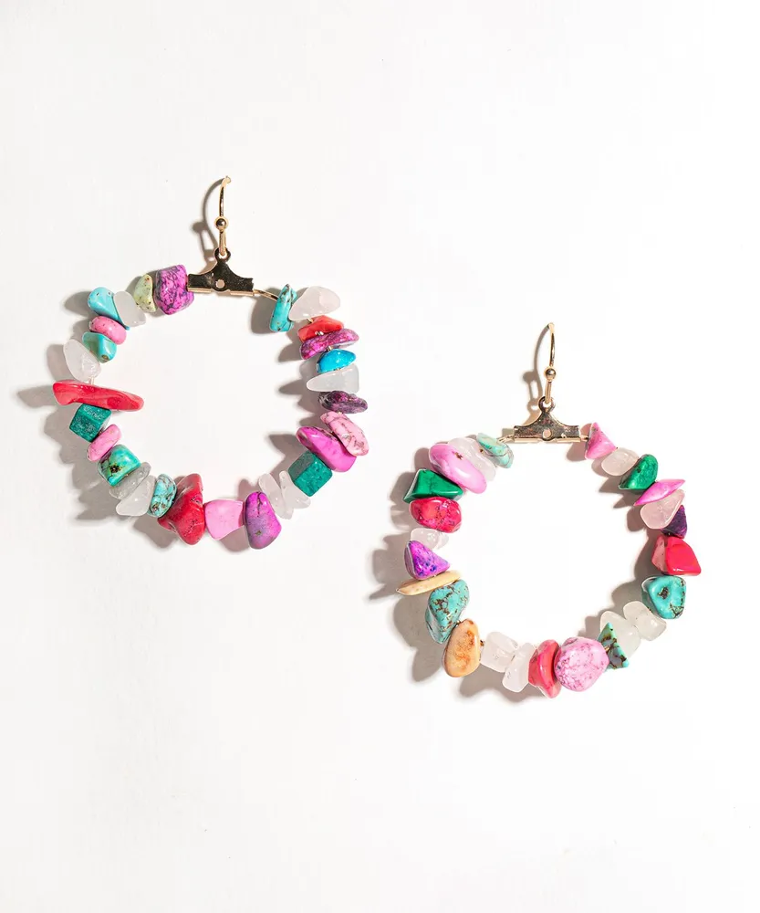 Colourful Stone Hoop Earring