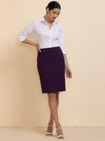 Basic Pencil Skirt Pinstripe Luxe Tailored