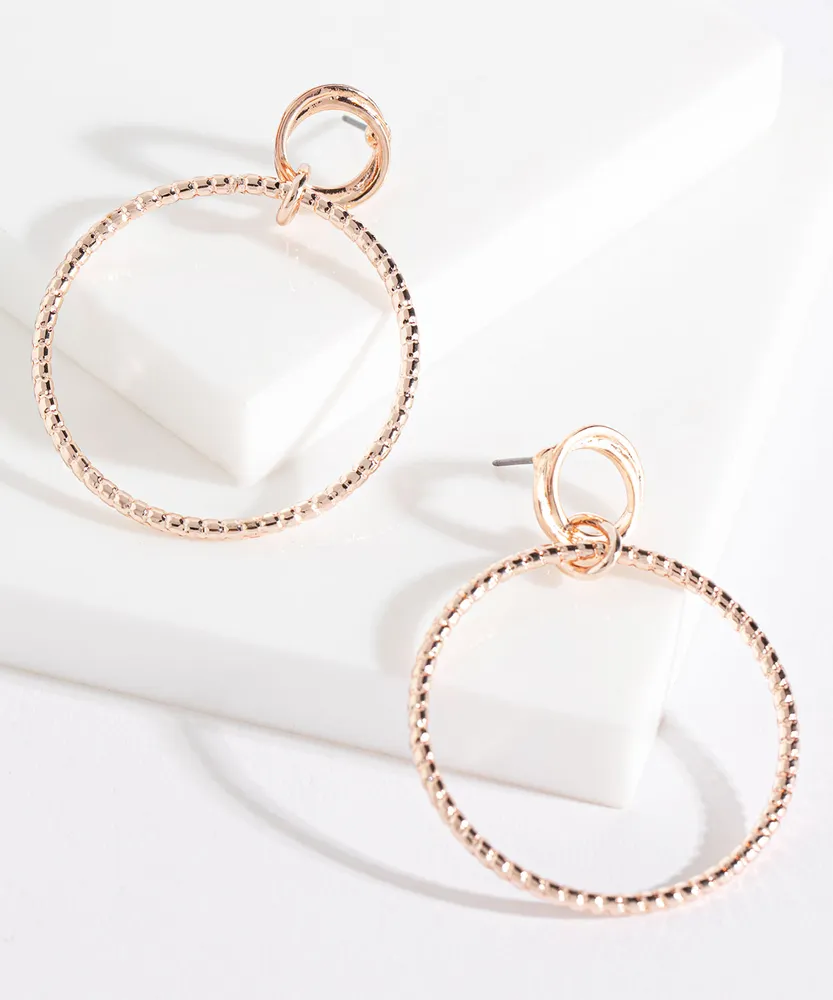 Rose Gold Hoop Earrings with Post