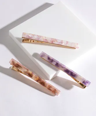 Marble Resin Hair Clip Trio