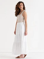 Tiered Linen Maxi Skirt