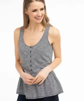 Sleeveless Henley Peplum Top