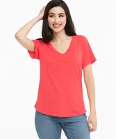 V-Neck Curved Hem Tee