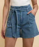 Jean Shorts with Tie Belt