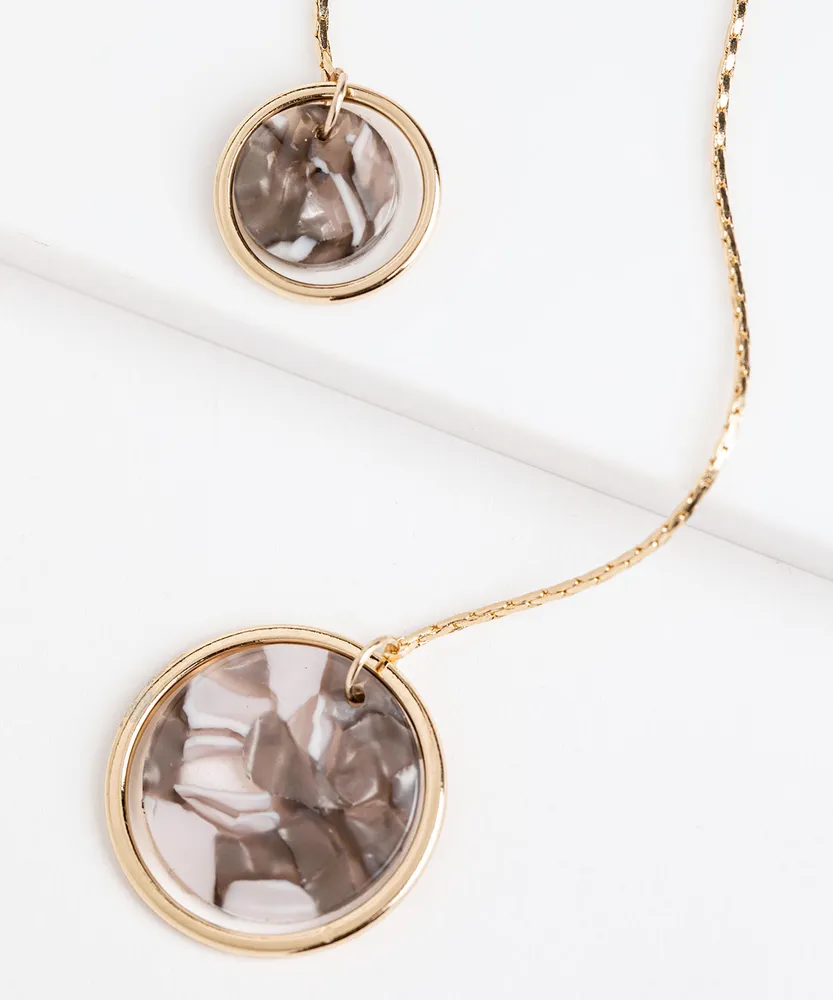 Double Pendant Resin Necklace