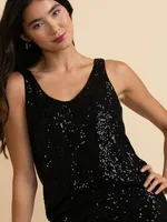 Sequin V-Neck Tank Top