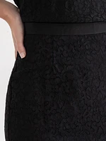 Lace Overlay Midi Skirt