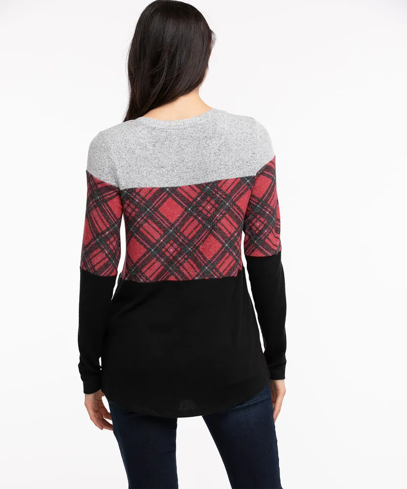 Patterned Colourblock Tunic Top