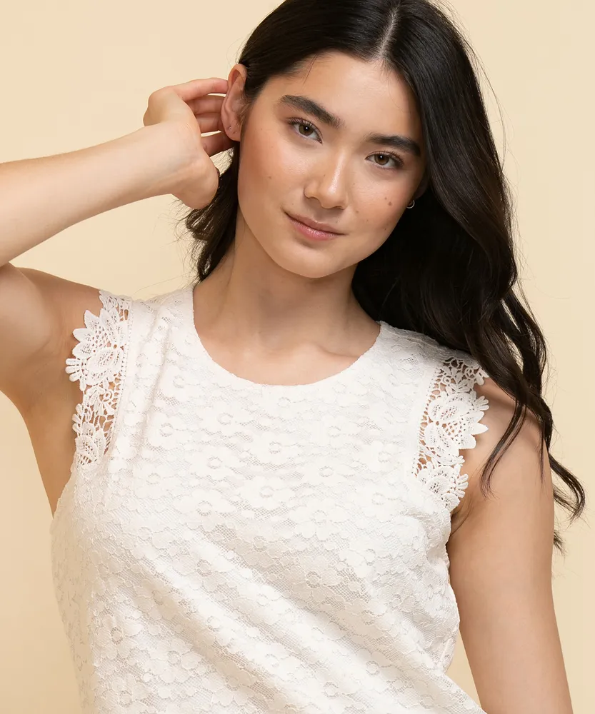 Lace Shell with Crochet Trim Blouse