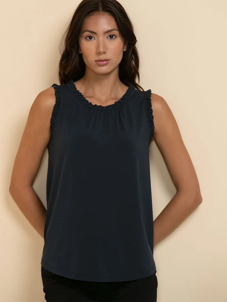 Rory Sleeveless Ruffle Trim Top