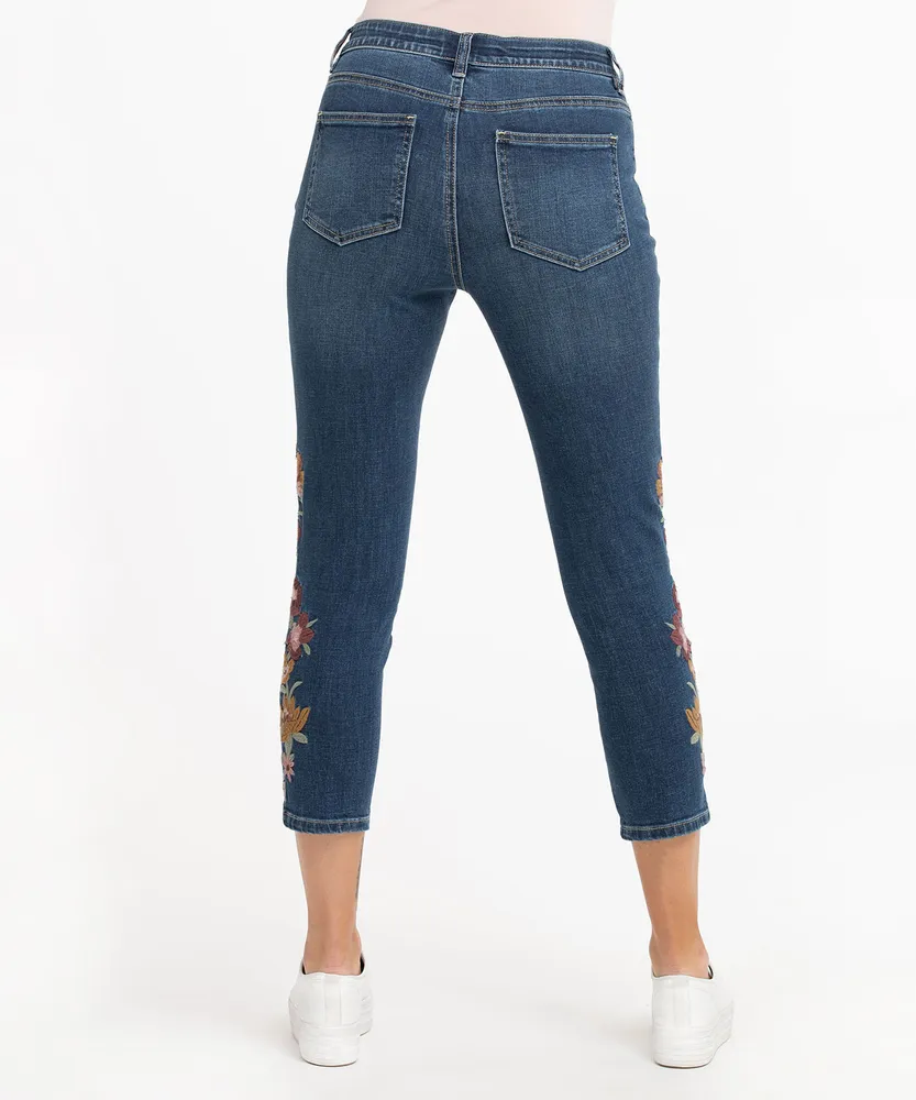 Embroidered Skinny Crop Jean