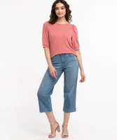 Puff Sleeve Scoop Neck Top