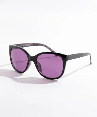 Purple Patterned Black Framed Sunglasses