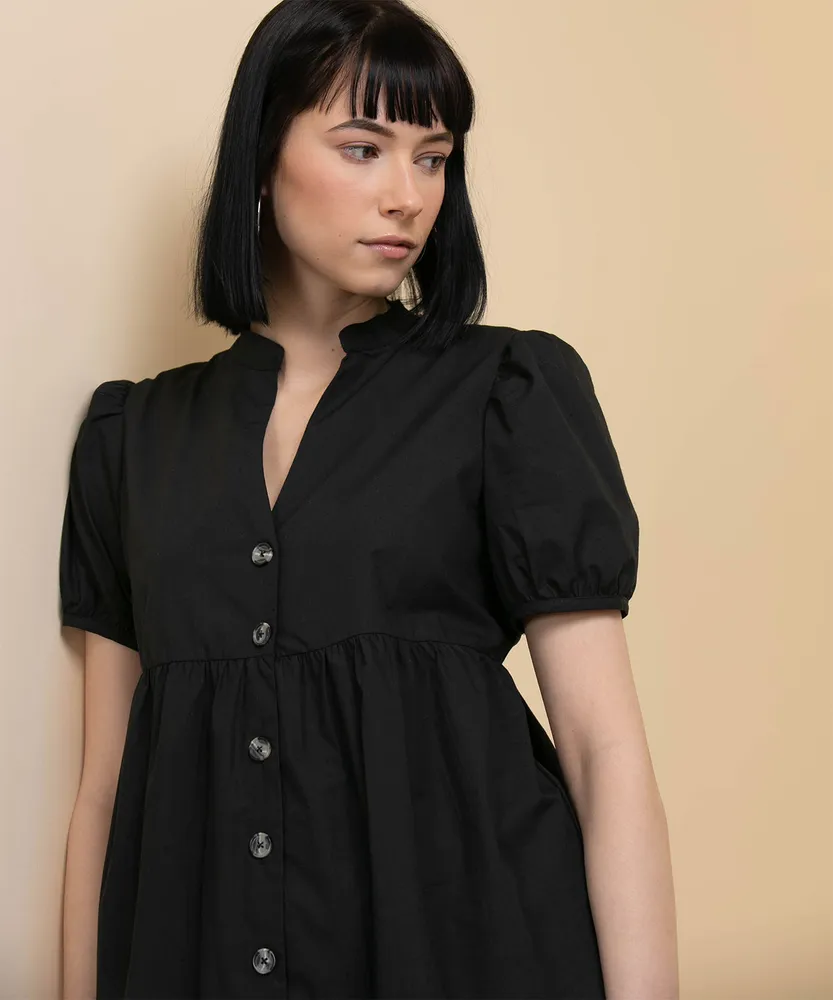 Tash + Sophie Button Front Poplin Dress