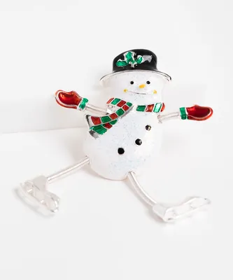 Happy Skating Snowman Brooch