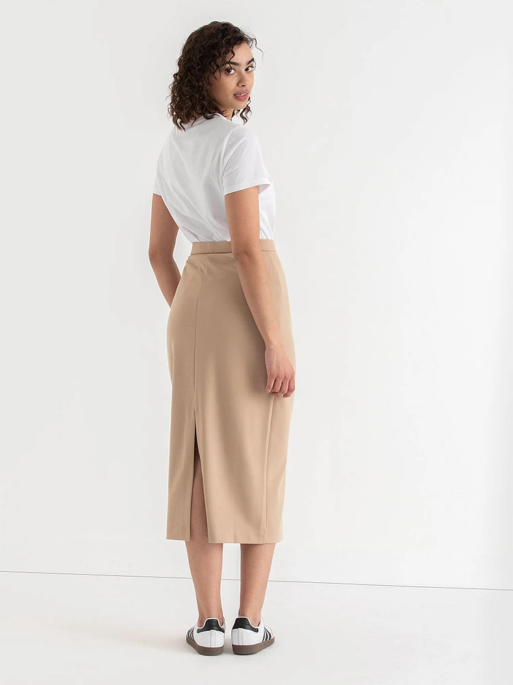 Ponte Twill Midi Skirt