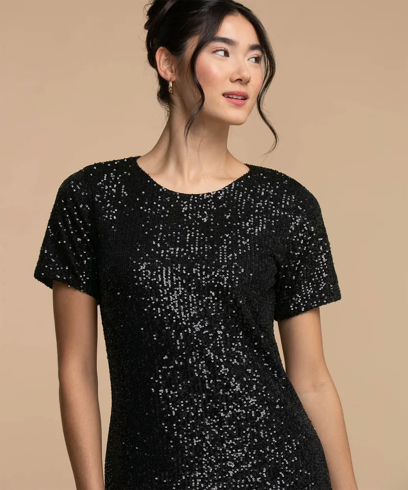 Short Sleeve Sequin Dress