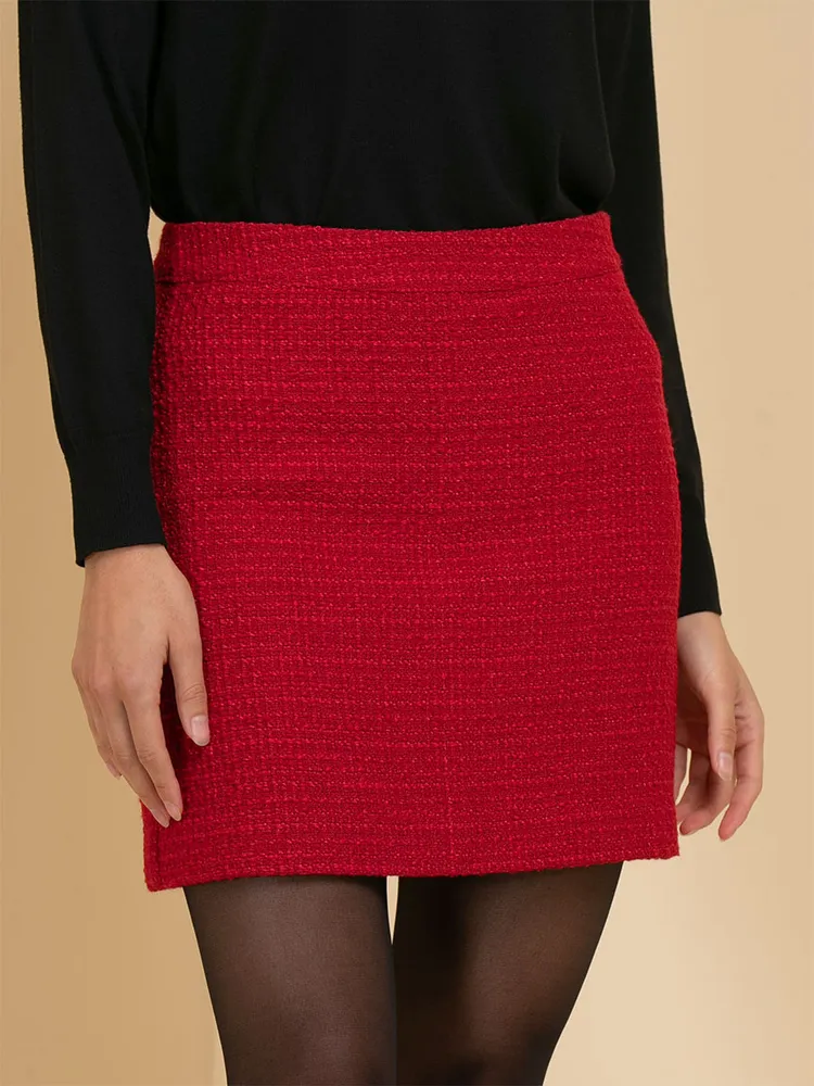 Wool-Blend Mini Skirt Boucle