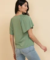 V-Neck Flutter Sleeve Tee