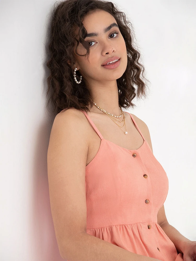 Sweetheart Linen Blend Mini Dress