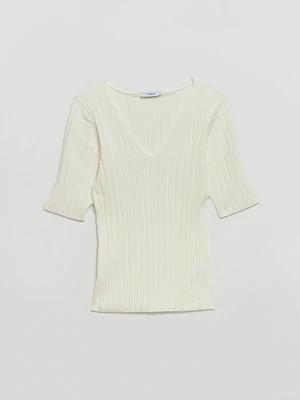Elbow Sleeve V-Neck Sweater