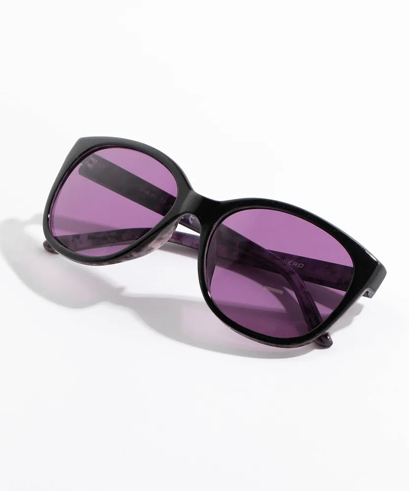 Purple Patterned Black Framed Sunglasses