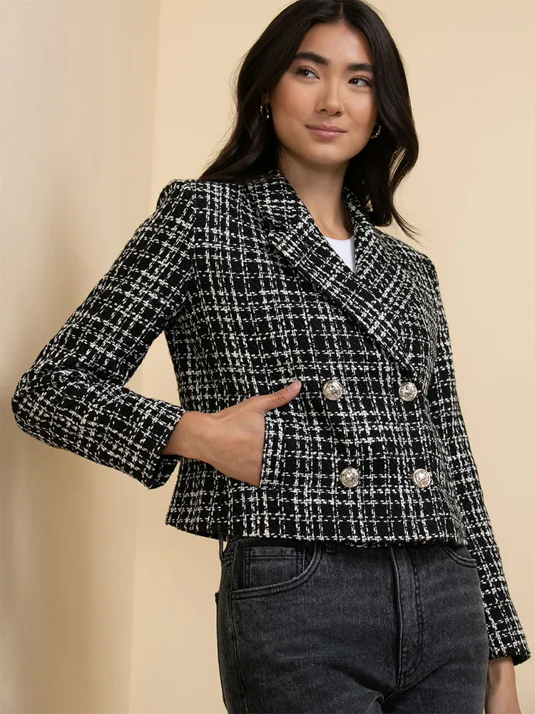 Cropped Boucle Blazer