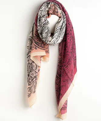 Ombre Paisley Plisse Scarf