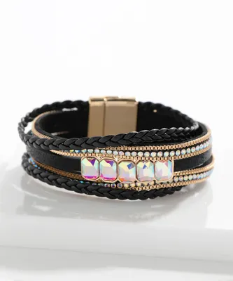 Black Snap Bracelet With Jewels