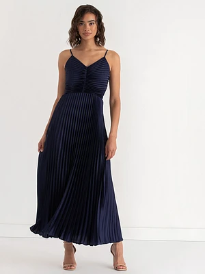 Strappy Pleated Maxi Dress