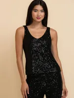 Sequin V-Neck Tank Top