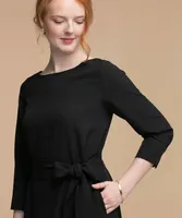 Eco-Friendly Belted Boat Neck Dress