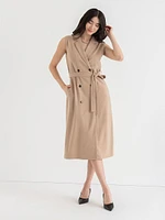 Sleeveless Blazer Dress Ponte Twill