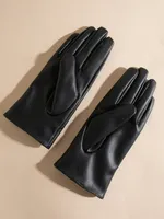 Chevron Detail Faux Leather Gloves