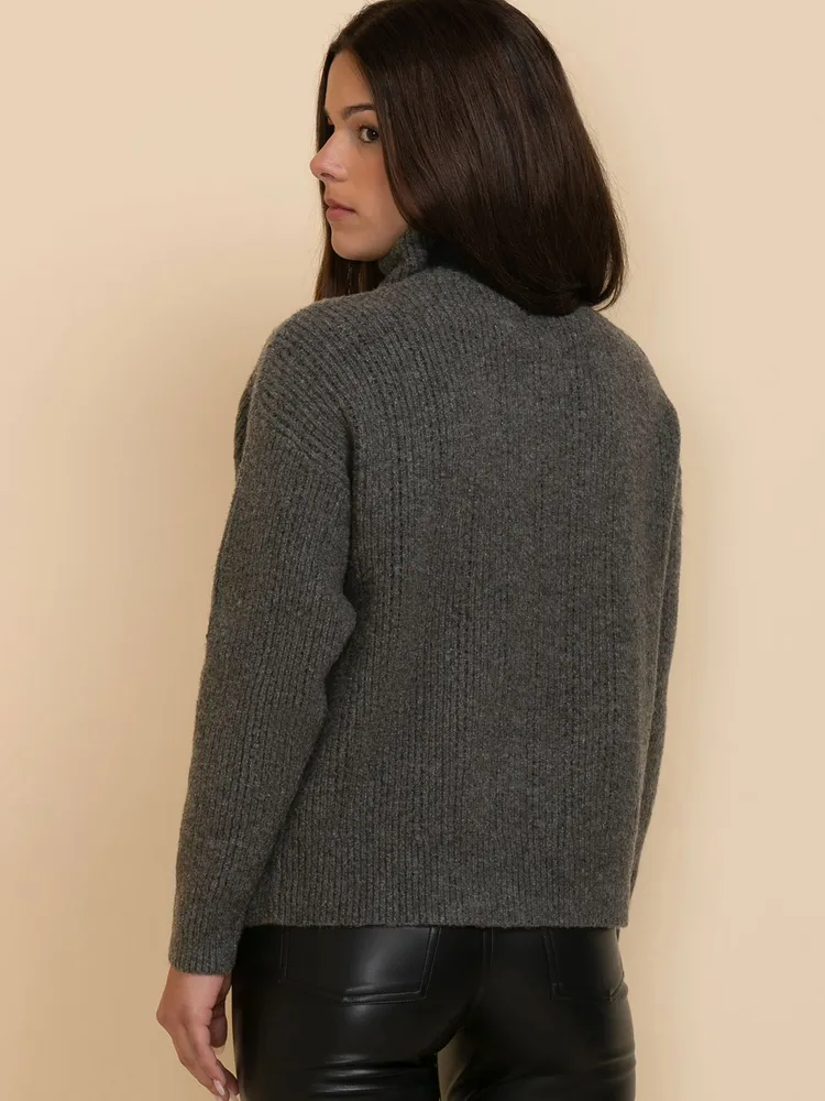 Wool-Blend Pointelle Quarter-Zip Sweater