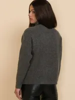 Wool-Blend Pointelle Quarter-Zip Sweater