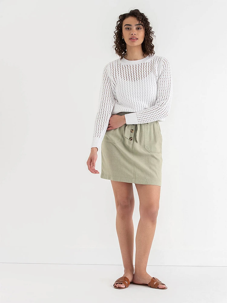 Viscose Linen Skirt with Self Belt