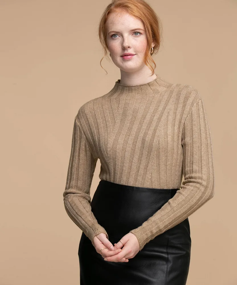 Femme By Design Ribbed Mock Neck Sweater