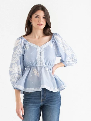 Floral Puff Sleeve Blouse