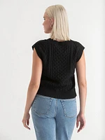 Cable Knit V-Neck Sweater Vest