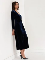 Velvet Drape Waist Dress