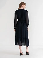 Nova Smocked Midi Dress Chiffon