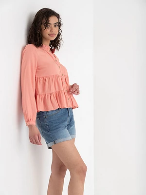 Tiered Linen Blouse