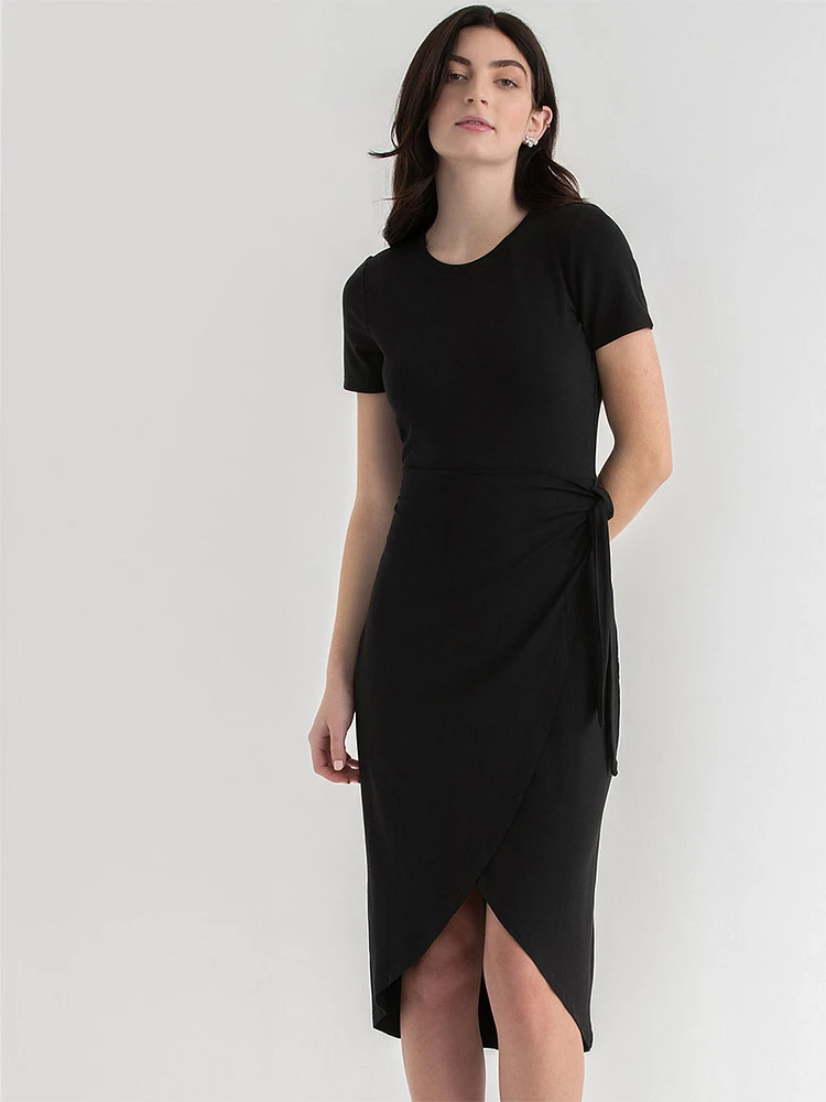 Crew Neck Side Tie Dress