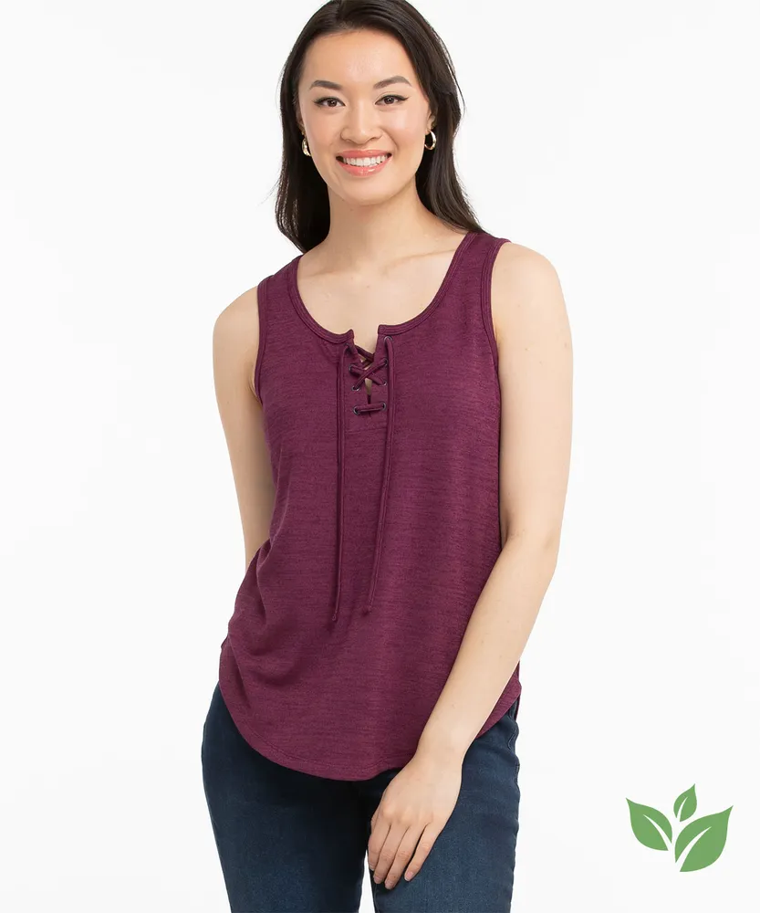 Eco-Friendly Grommet Detail Lace Up Tank