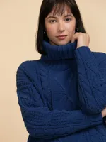 Cowl Neck Pullover Cable Knit Sweater