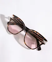 Tortoise Wayfarer Sunglasses with Pink Lenses